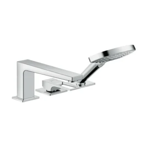Hansgrohe Metropol 3-Hole Roman Tub Set Trim with Loop Handle and 1.75 GPM Handshower in Chrome