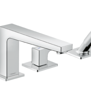 Hansgrohe Metropol 4-Hole Roman Tub Set Trim with Loop Handles and 1.75 GPM Handshower in Chrome