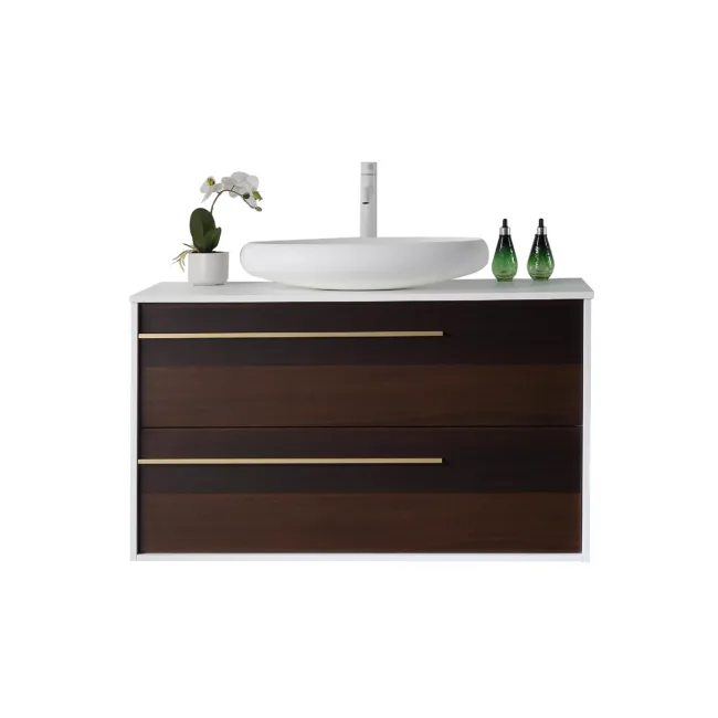 Columbia 72″ Single Vanity, Latte Oak, Matte Black w/ Glossy White  Composite Stone Top • Urban Bathroom