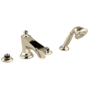 Brizo Rook®: Roman Tub Trim with Hand Shower – Less Handles In Polished Nickel