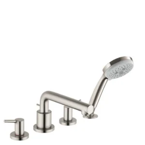 Hansgrohe Talis S 4-Hole Roman Tub Set Trim with 1.8 GPM Handshower in Brushed Nickel