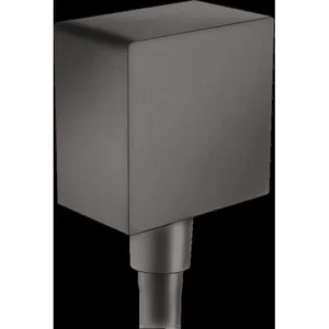 Hansgrohe FixFit Wall Outlet Square with Check Valves in Brushed Black Chrome