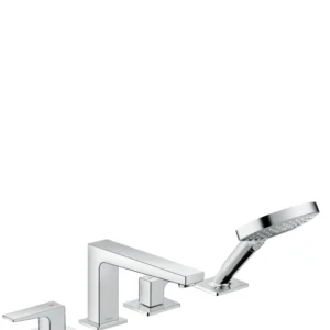 Hansgrohe Metropol 4-Hole Roman Tub Set Trim with Lever Handles and 1.75 GPM Handshower in Matte White