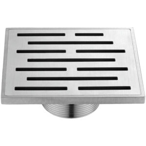 Dawn® Amazon River Series – Square Shower Drain 5″L (Threaded) In Polished satin